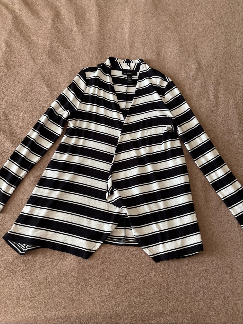 INC International Concepts Black & White Striped Open-Front Blazer